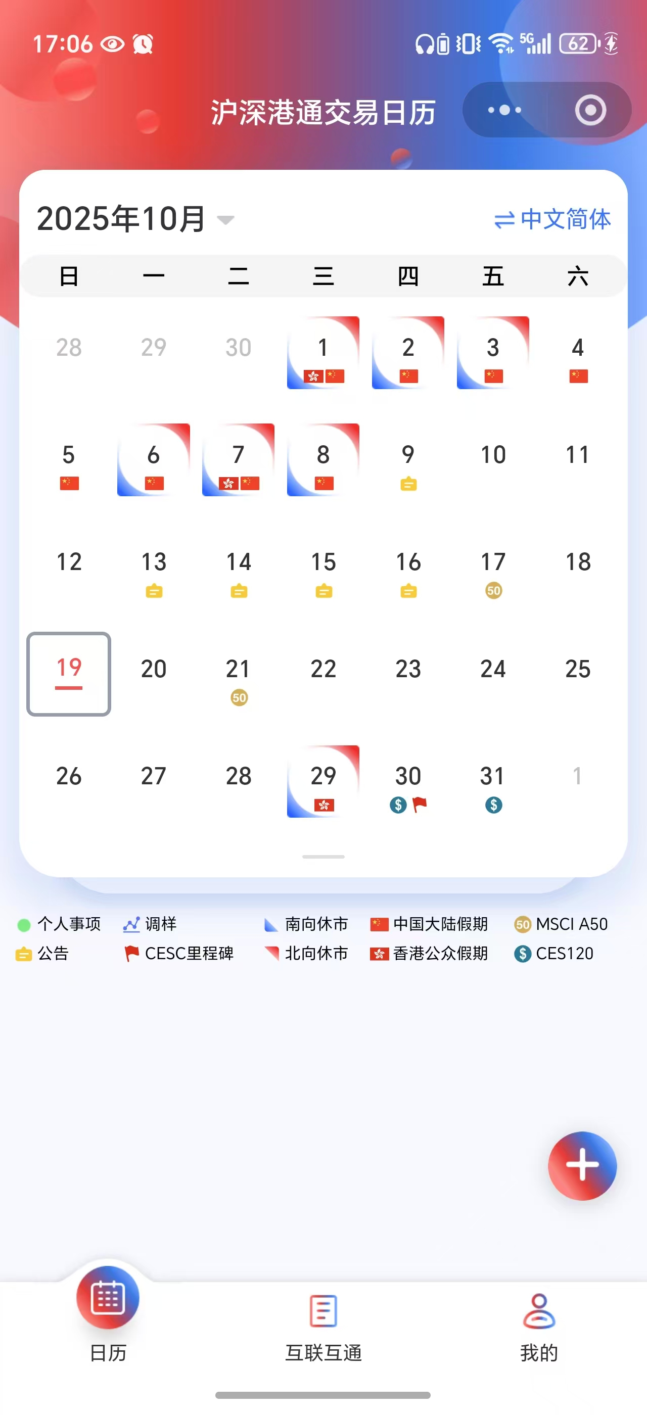 关于沪深港通及交易日历